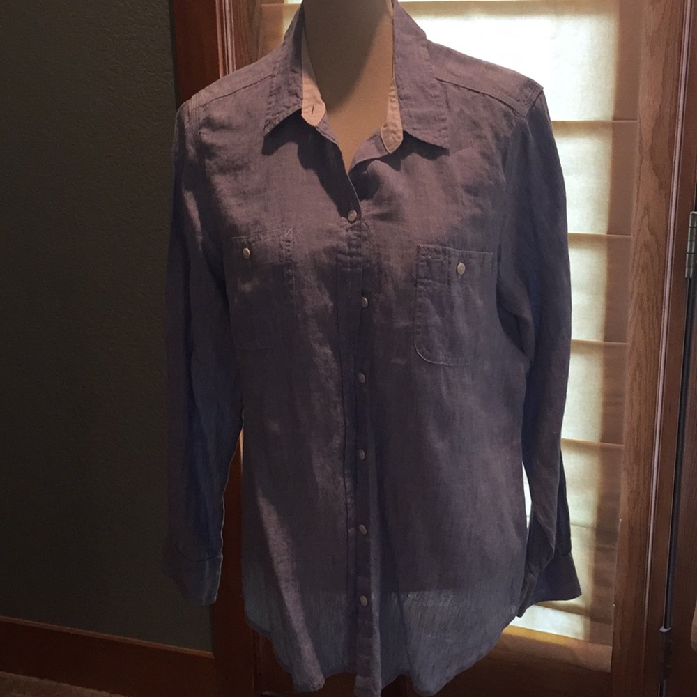 Blue linen blouse